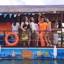 Guests dancing on The Big Kahuna deck